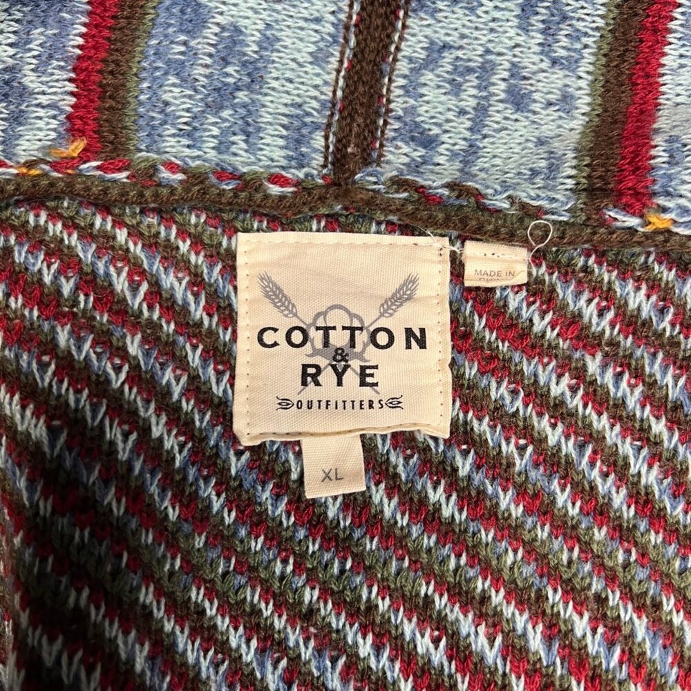 Cotton & Rye Multicolor Striped Knit Cardigan With Fringe Hem & Tie Closure XL - Picture 5 of 5